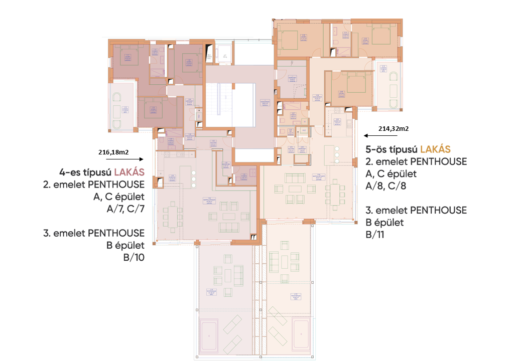 Penthouse lakások alaprajz