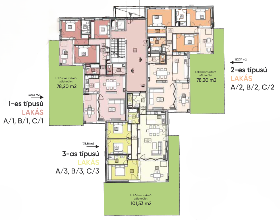 Kertkapcsolatos lakások alaprajz